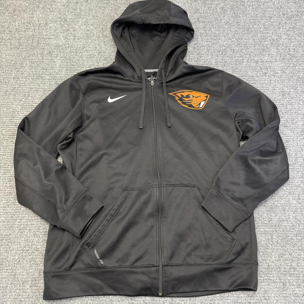 Oregon State Beavers Hoodie Sweatshirt Mens Large Black Football Nike Therma-FIT